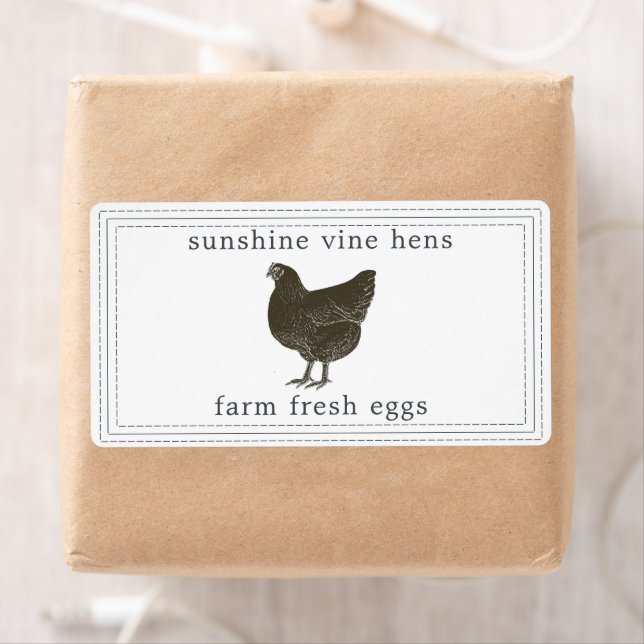 Farm Fresh Eggs Vintage Hen Egg Carton Label (Insitu)