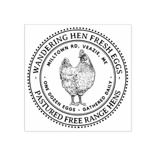Farm Fresh Eggs Vintage Hen Egg Carton Rubber Stamp