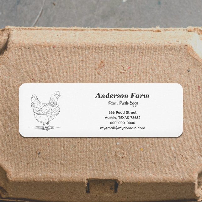 Farm Fresh Eggs with Hen Address Label Sticker (Farm Fresh Eggs Return Address Label Sticker)