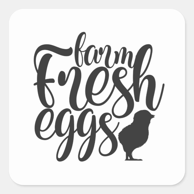Farm fresh eggs word art square sticker (Front)