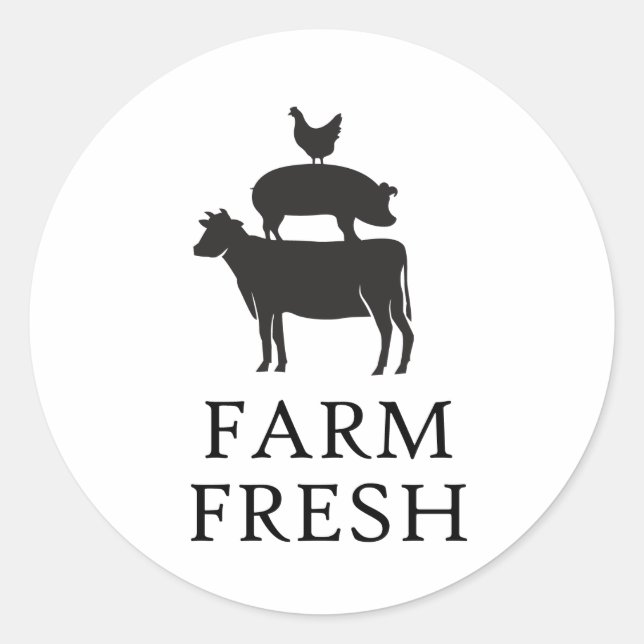 Farm Fresh, Farm Animals Classic Round Sticker (Front)