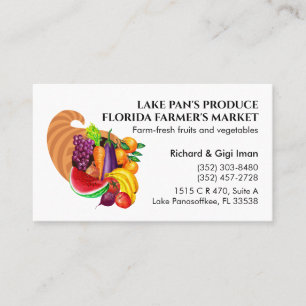 Farm-Fresh Fruits and Vegetables Cornucopia Logo Business Card