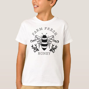 Farm Fresh Honey Bee Botanical Vintage Design T-Shirt