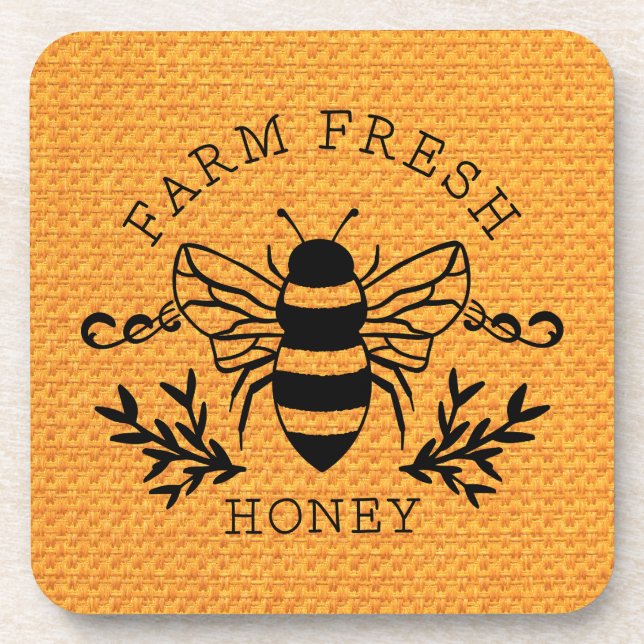 Farm Fresh Honey Bee Spring Sign-58219 Coaster (Front)