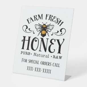 Farm fresh honey vendors pedestal sign