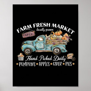 Farm Fresh Market Pumpkins Apples Thanksgiving Aut Poster