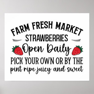 Farm fresh market strawberries poster