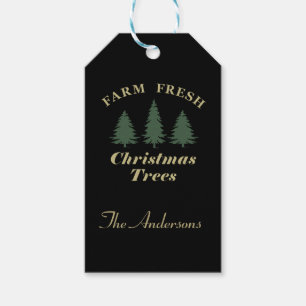 Farm fresh merry christmas pine trees gift tags