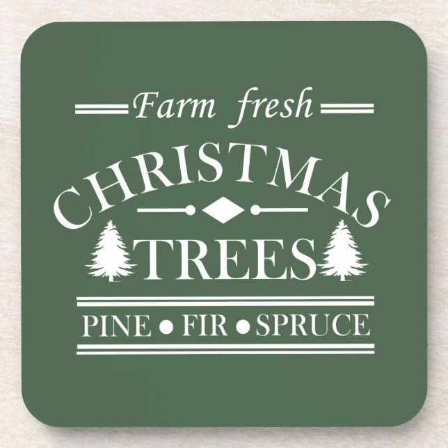 Farm fresh Merry Christmas trees Coaster (Front)