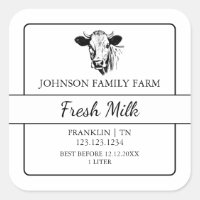 Farm Fresh Milk Square Label