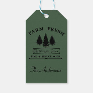 Farm Fresh Modern Christmas Pine trees Gift Tags