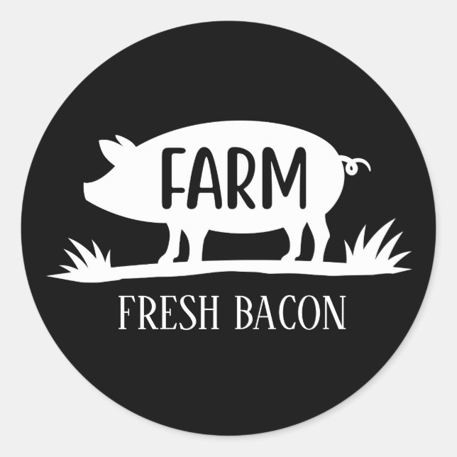 Farm fresh pig bacon add text classic round sticker (Front)