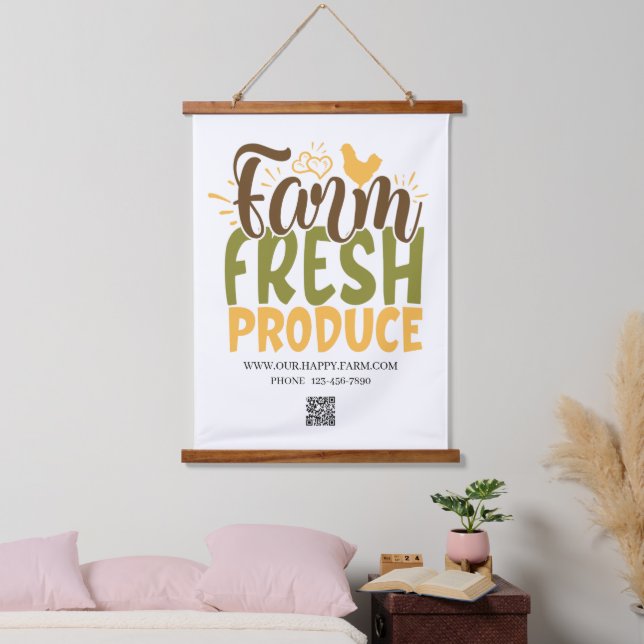 Farm fresh produce, custom business hanging tapestry (Bedroom)