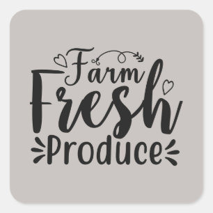 Farm fresh produce word art square sticker