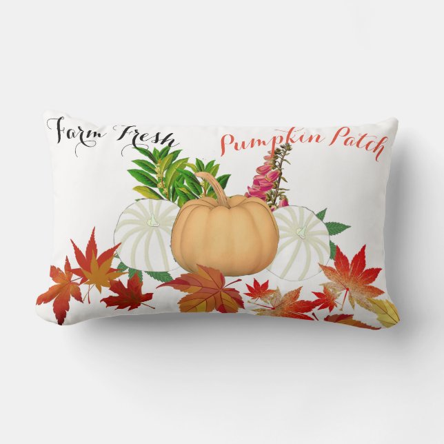 Farm Fresh Pumpkin Patch Fall Harvest Farmhouse  Lumbar Cushion (Front)
