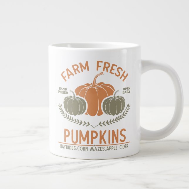 Farm Fresh Pumpkins | Hand Picked Large Coffee Mug (Right)