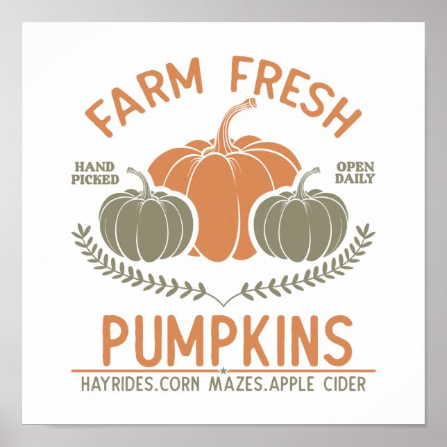 Farm Fresh Pumpkins | Hand Picked Poster (Front)
