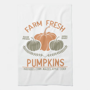 Farm Fresh Pumpkins   Hand Picked Tea Towel