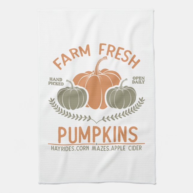Farm Fresh Pumpkins | Hand Picked Tea Towel (Vertical)