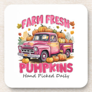 Farm Fresh Pumpkins – Pink Truck Autumn Harvest Coaster
