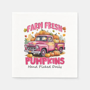 Farm Fresh Pumpkins – Pink Truck Autumn Harvest Napkin