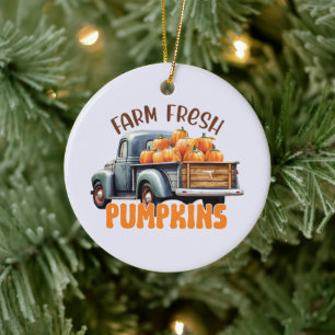 Farm Fresh Pumpkins – Rustic Truck Ceramic Tree Decoration