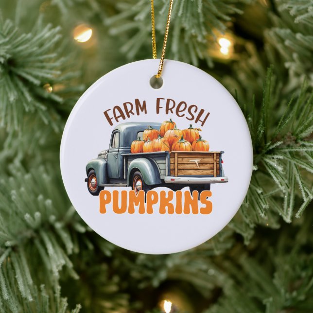 Farm Fresh Pumpkins – Rustic Truck Ceramic Tree Decoration (Tree)