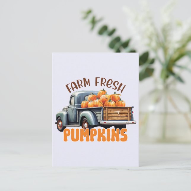 Farm Fresh Pumpkins – Rustic Truck Postcard (Standing Front)