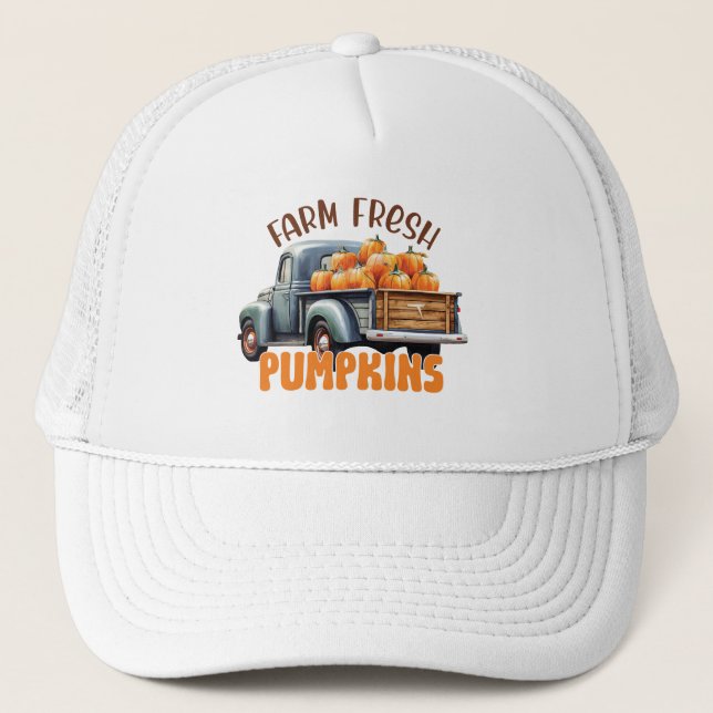 Farm Fresh Pumpkins – Rustic Truck Trucker Hat (Front)