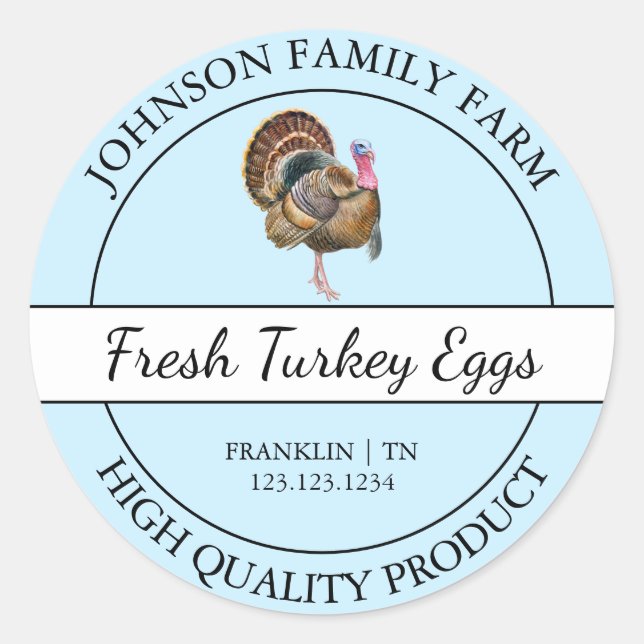 Farm Fresh Turkey Egg Blue Label (Front)