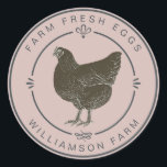 Farm Fresh Vintage Hen Eggs Carton Dusty Blush Classic Round Sticker<br><div class="desc">Add a charming vintage touch to your farm-fresh products with this personalised “Farm Fresh Eggs” sticker featuring a hand-drawn hen illustration and rustic typography. Perfect for sealing egg cartons, market bags, and homemade food packaging, this design showcases a soft blush background and elegant farmhouse accents. Ideal for small farms, homesteaders,...</div>