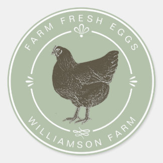 Farm Fresh Vintage Hen Eggs Carton Laurel Green Classic Round Sticker