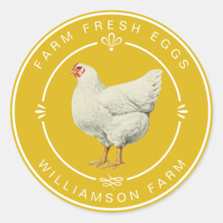 Farm Fresh Vintage Hen Eggs Carton Yellow Classic Round Sticker