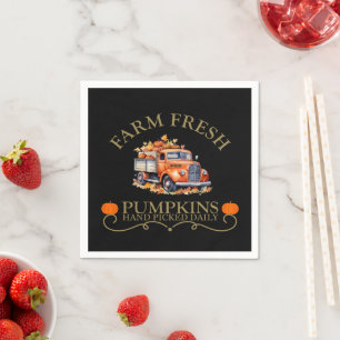 Farm fresh watercolor pumpkins leaves fall autumn napkin