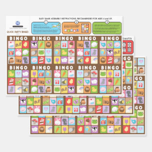 Farm Friends BINGO Birthday Party Game or Wrapping Paper Sheet