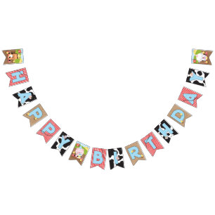 Farm Friends Birthday Party Bunting Flags Banner
