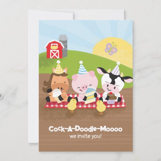 Farm Friends Birthday Party Invitation, Version 2 Invitation (Front)