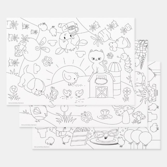 Farm Friends Group Colouring Posters or Wrapping Paper Sheet (Set)
