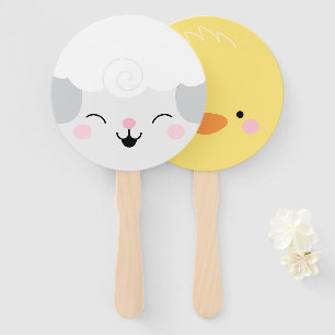 Farm Friends Lamb & Chick Hand Fan Masks