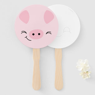 Farm Friends Pig Hand Fan with Draw-a-Face Back