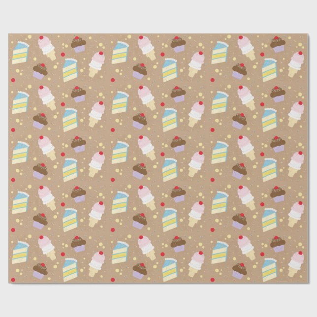 Farm Friends Sweet Treats Birthday Party Wrapping Paper (Flat)
