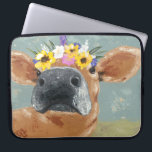 Farm Fun - Cow with Flower Crown Laptop Sleeve<br><div class="desc">Farm Fun II by Jade Reynolds. Features a brown cow wearing a flower crown.</div>