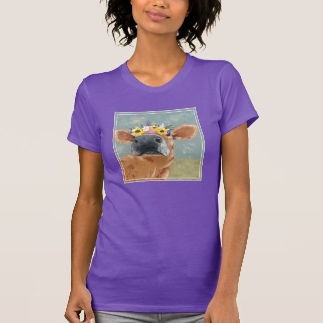 Farm Fun - Cow with Flower Crown T-Shirt (Front)