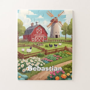 Farm Garden and Windmill With Name Jigsaw Puzzle
