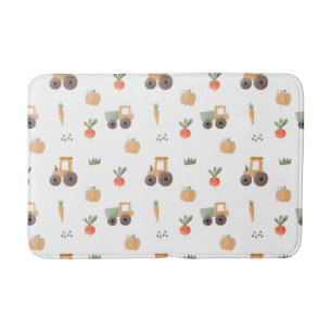 Farm Garden Watercolor Fun Pattern Bath Mat