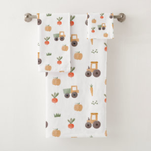 Farm Garden Watercolor Fun Pattern Bath Towel Set