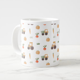 Farm Garden Watercolor Fun Pattern Large Coffee Mug