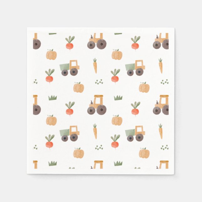 Farm Garden Watercolor Fun Pattern Napkin (Front)
