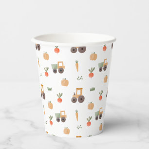 Farm Garden Watercolor Fun Pattern Paper Cups