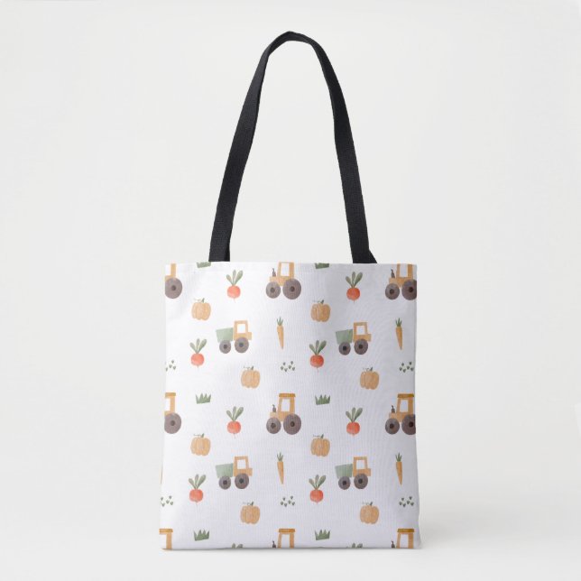 Farm Garden Watercolor Fun Pattern Tote Bag (Front)